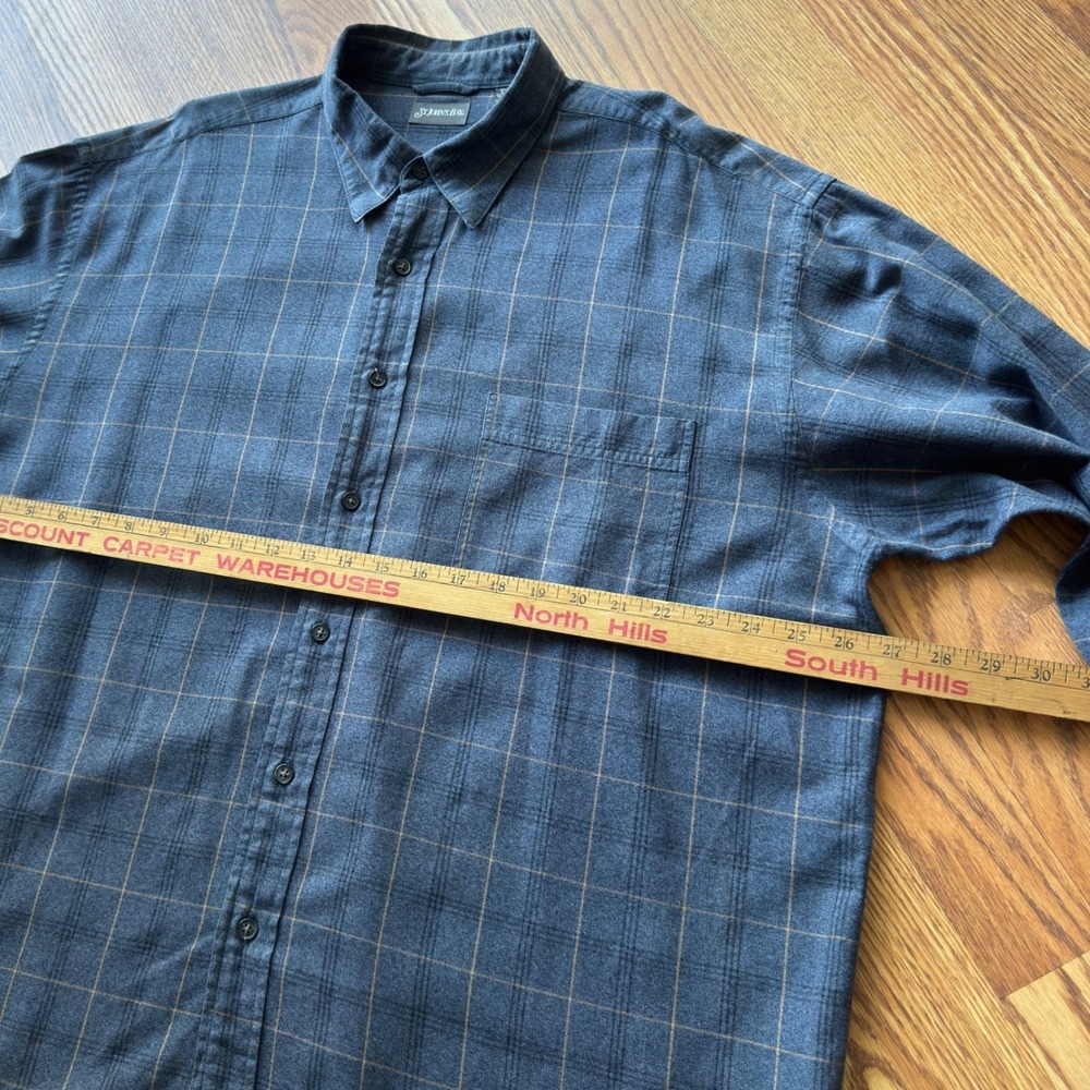St. John's Bay Button Up Shirt Men's XL Blue Windowpane Plaid Vintage Preppy - Picture 8 of 8